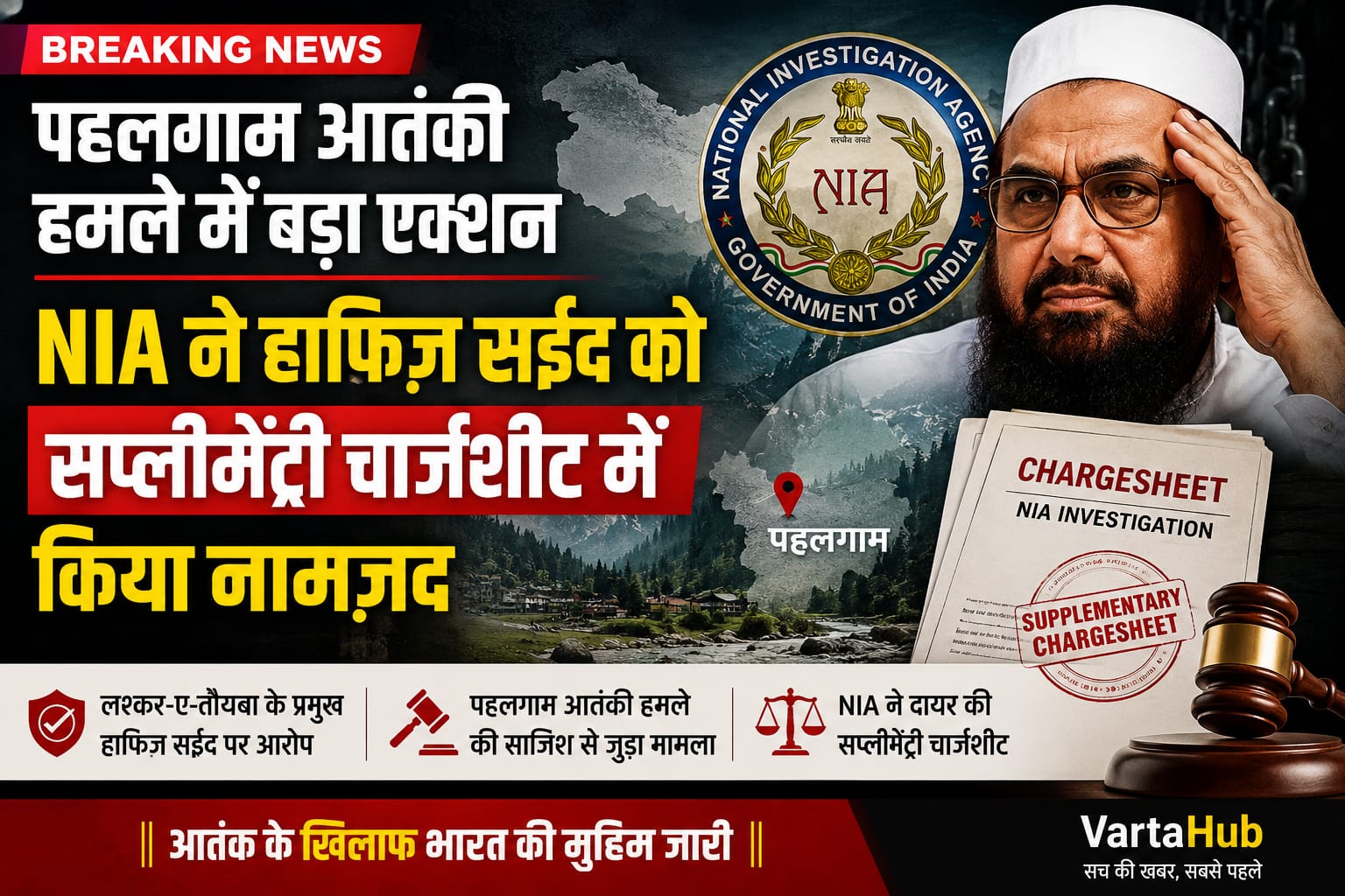 NIA ने हाफिज़ सईद को सप्लीमेंट्री चार्जशीट में बनाया आरोपी