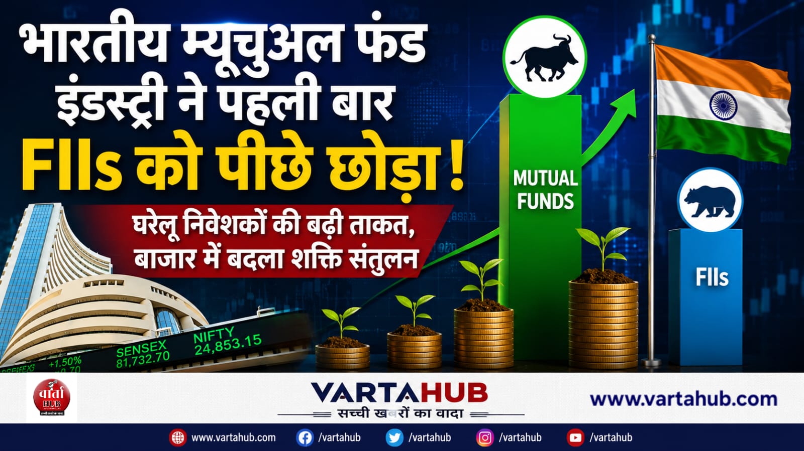 भारतीय निवेशकों का बढ़ा दम, म्यूचुअल फंड इंडस्ट्री ने विदेशी निवेशकों पर बनाई बढ़त