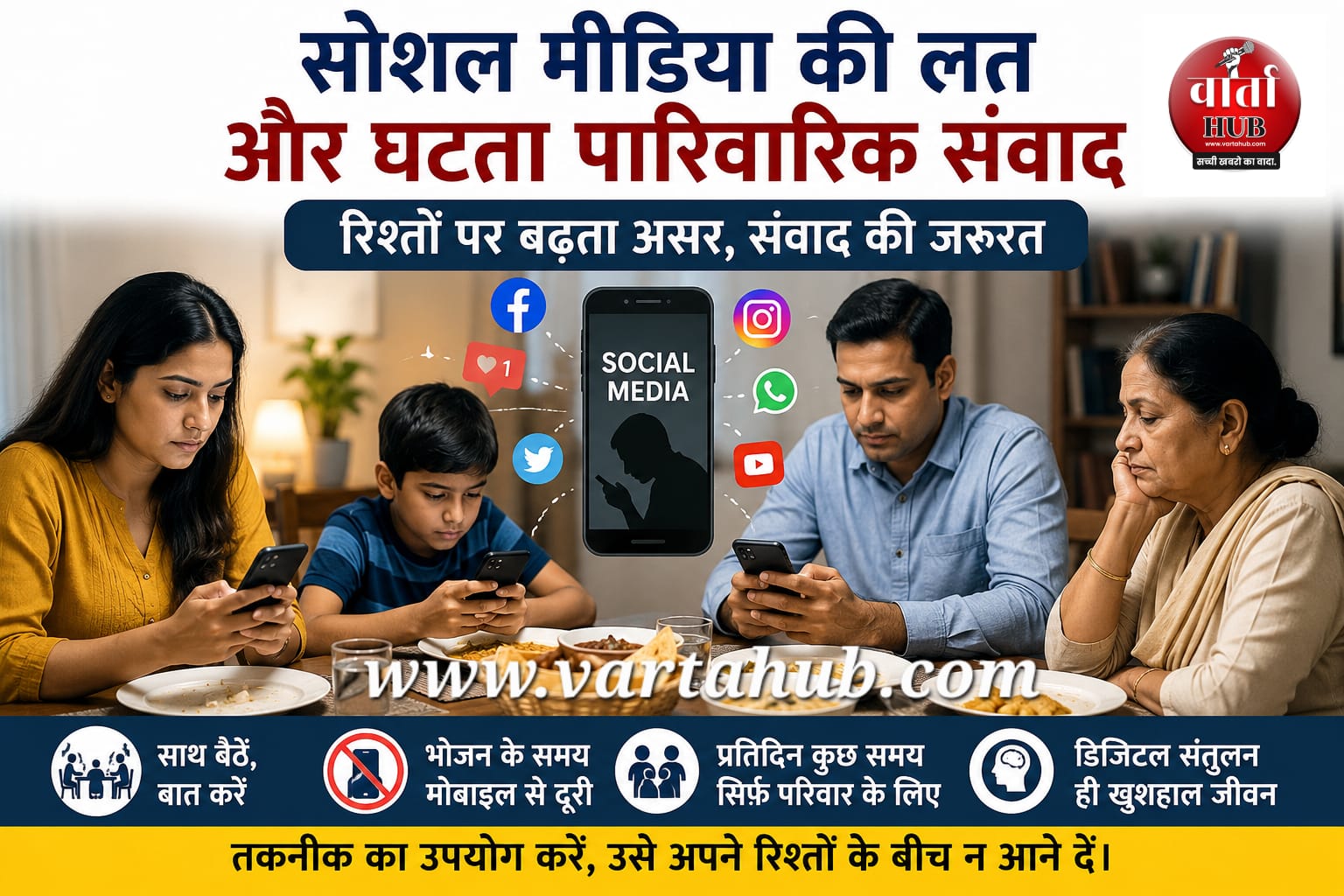 सोशल मीडिया की लत और घटता पारिवारिक संवाद
